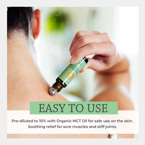 Organic Muscle Relief Essential Oil Blend Roll On, 100% Pure USDA Certified Aromatherapy for Muscle Aches & Stiff Joints with Peppermint & Ginger ...