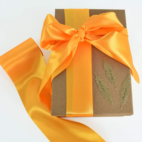 TONIFUL 4 Inch x 22yd Wide Gold Yellow Satin Ribbon Solid Fabric Large Ribbon for Cutting Ceremony Kit Grand Opening Chair Sash Table Hair Car Bow...