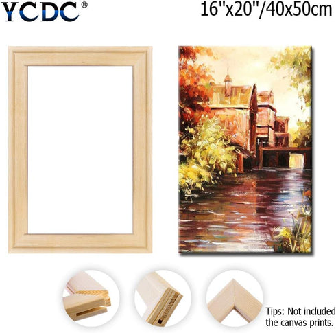YCDC Solid Wood Canvas Frame, Premium Pine Wood Strips Bar Set, for Oil Paintings Poster Prints, DIY Arts Accessory Materials Supply, 16x20 Inch...