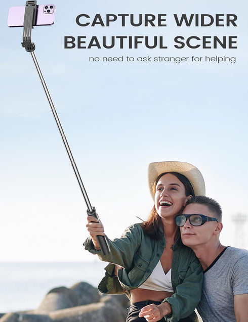 Selfie Stick Phone Tripod with Remote, Portable 5 in 1 Selfie Stick Phone Tripod, Wireless Selfie Stick Tripod for Cell Phone Compatible with iPho...