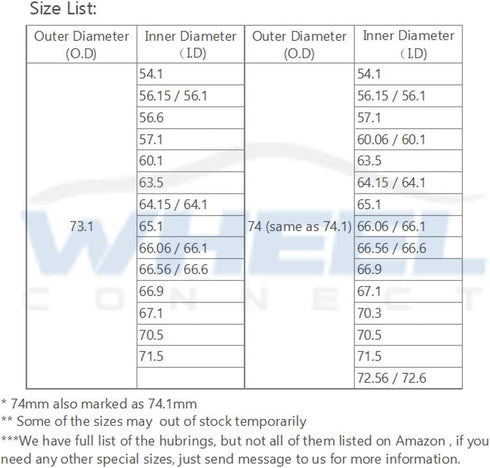 WHEEL CONNECT Hub Centric Rings,73.1 to 56.1, Aluminium Alloy Hubrings 56.1 to 73.1 Set of 4, O.D:73.1-I.D:56.15 (56.1) mm. A...