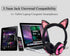 Kids Headphones with Cat Ears, LED Light Chargeable Earphones for Kids Teens Adults, Compatible for iPad, Tablet, Computer, Mobile Phone (Black&Pi...