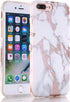 BAISRKE Shiny Rose Gold White Marble Design Clear Bumper Matte TPU Soft Rubber Silicone Cover Phone Case Compatible with iPhone 7 Plus iPhone 8 Pl...
