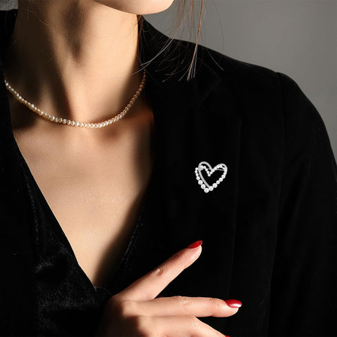 FUTIMELY Crystal Pearl Heart Butterfly Brooch Pin Earrings for Women Girls Elegant Sparkly Round Brooch Clothing Bag Scarf Decoration Shawl Pins J...