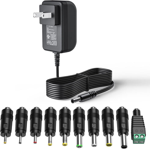 24V 1A Power Supply 24 Volt Charger 1000mA 24W Max Regulated Switching AC to DC Cord Adapter with 10 Replacement Connector 100V - 240V Input Adapt...