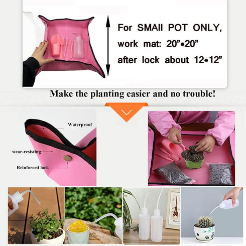 Succulent Plant Tools Set,Indoor Plants Tool Kit,Repotting Mat,Fairy Gardening Hand Tools,Mini Garden Planting Watering Tool,Flower Pot Hole Mesh ...