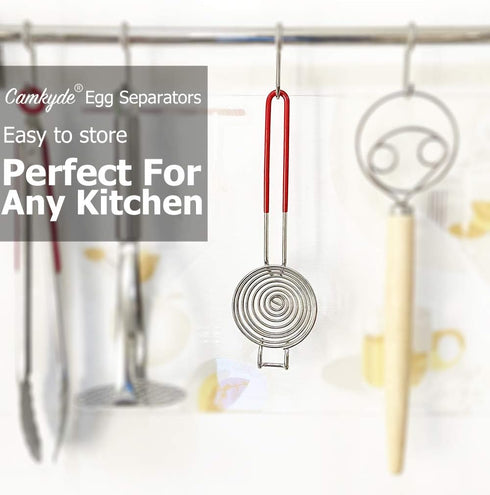 CAMKYDE Egg Separator Food Grade Stainless Steel Egg Yolk White Separation Tool, Set of 2 (Red)...