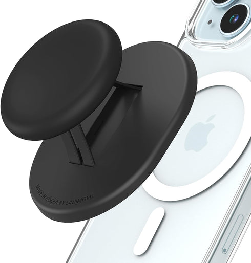 Sinjimoru Magnetic Phone Grip, Magnetic Phone Holder Compatible with MagSafe Stand, Ensuring Finger Comfort for iPhone 15 14 13 12, M-Mini Tok Bla...