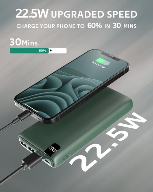 CONXWAN Portable Charger 26800mAh Power Bank 22.5W Fast Charging, 4 USB Outputs PD External Backup Charger Cell Phone USB C Battery Pack Compatibl...