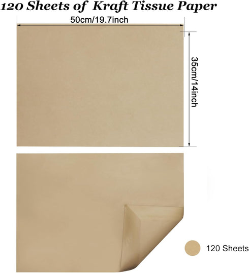 Undemouc 120 Sheets Kraft Tissue Paper 20x14 Inches Tissue Paper Bulk for Bags Wrapping Tissue Paper for DIY Crafts Birthday Weddings Baby Shower ...