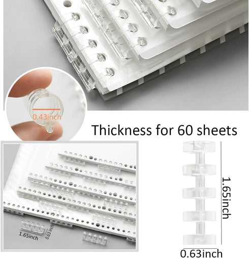Plastic Binder Comb Binder Spines with 60 Sheets Capacity for DIY Travel Diary Notebook and Album (10 Pack) (Black)...