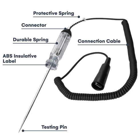 Katzco Circuit Continuity Tester - 6-12 Volt with 12 Foot Lead and Light Indicator for Fuse Testing, Light Sockets, Short Circuits, Wires, Electri...