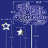 Blue Happy Birthday Cake Topper with 5 Silver-Gold Double Sided Stars Stars...