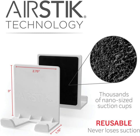AIRSTIK Cradle Glass Mount Phone Holder Reusable TikTok Facetime Compatible with iPhone iPad Cell Phone for Bathroom Kitchen Shower Dorm Office Ma...