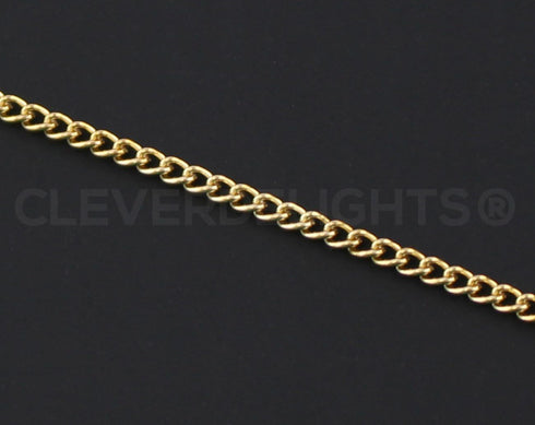 CleverDelights Curb Chain Spool - 2.2x3mm Link - Gold Color - 30 Feet - Bulk Chain...