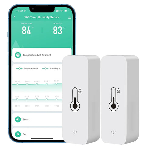 PHOVOLT WiFi Hygrometer Thermometer Sensor for Home, Indoor Outdoor Wireless Temperature Humidity Sensor Monitor with Remote App Notification Aler...