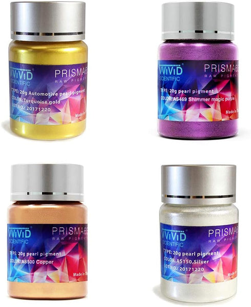 VViViD Prisma65 Raw Pigment Chrome Metallic Pearl 4 Color Combo Bundle 20 Grams Powder Pack...