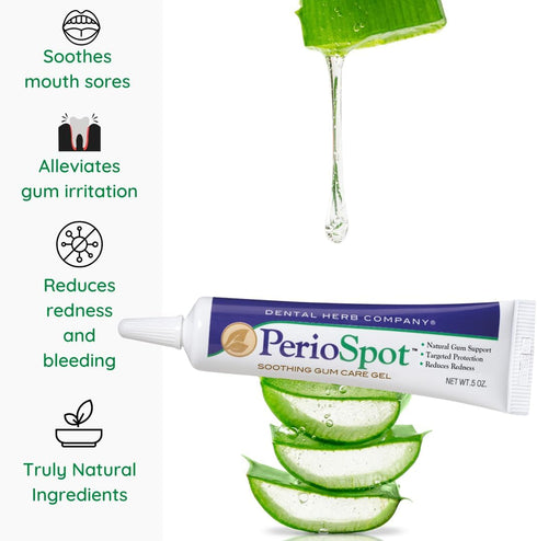 Dental Herb Company - PerioSpot Mouth Sore and Gum Care Gel - Soothes and relieves discomfort from canker sores and gum irritation (.5 oz.)...