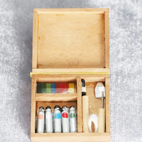 jojofuny Doll House Accessory Painting Tool Set Wooden Easel Dollhouse Furniture Decoration Set Balcony Patio Furnitures Decoration Accessories 1 ...