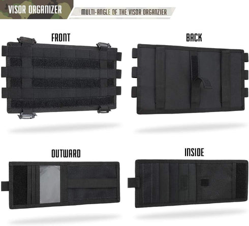 WYNEX Car Sun Visor Organizer Molle Panel, Tactical Car Visor Cover with Elastic Webbing Slots, Vehicle Visor Holder Detached with Card Pouch, Com...