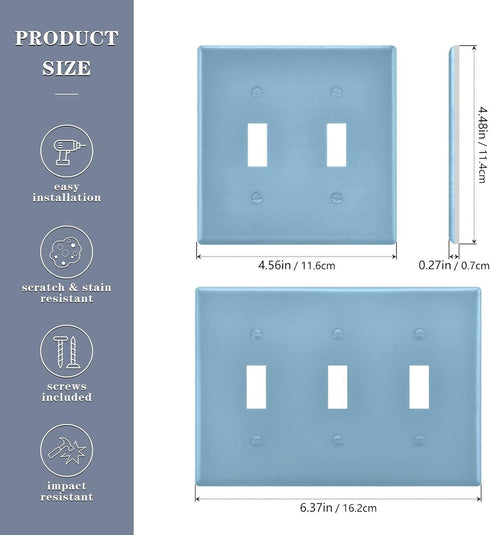 Light Blue Light Switch plate Cover 3 Gang Toggle Switch Wall Plate Decorative Outlet Covers Home Decor H4.46 xL6.37in...
