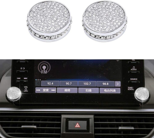 LECART Bling Volume Knob Cover Fit for Honda Accord 2018 2019 2020 Car Interior Bling Accessories Metal Sound Switch Knob Caps Silver Pack of 2...