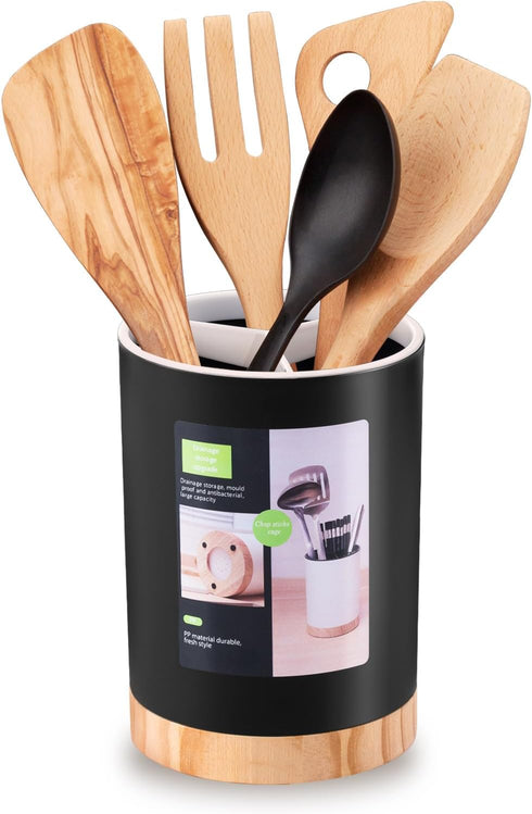 Kitchen Utensil Holder Tableware Storage Bucket, Spoon Chopsticks Fork Drain Rack Utensil Crock for Counter, Household 3-Format Tableware Drainer ...