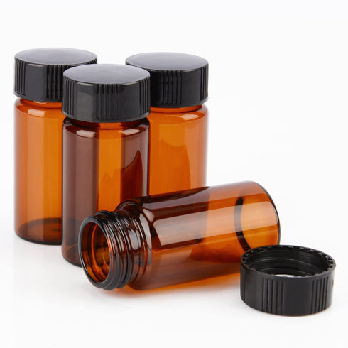 stonylab Brown Glass Sample Vials with Cap, Screw Cap Sample Vials Amber Glass Liquid Sampling Bottle Reagent Bottle with Screwcap, Capacity 20 ml...