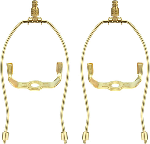 Lamp Shade Harp Holder for Table and Floor Lamps,2 Set Heavy Duty Detachable Lamp Shades Bracket with 3/8 Standard Saddle and Lamp finials (Polish...