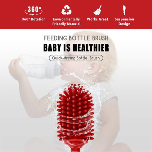 Silicone Bottle Cleaning Brush with Long Handle, BPA Free 12.5" Water Bottle Cleaner for Baby Bottles, Hydro Flask, Sports Bottle, Vase, Glassware...