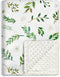 BORITAR Floral Leaf Baby Blanket for Boys Girls Super Soft Double Layer Minky with Dotted Backing for Nursery Stroller Crib Bed Newborns Spring Su...