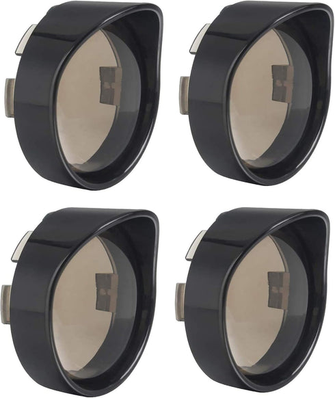 NTHREEAUTO 4PCS Bullet Smoked Turn Signals Lens Cover with Black Visors Bezels Compatible with Harley Dyna Sportster Softail Street Glide Road Kin...