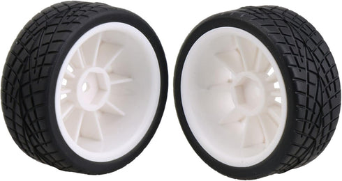 Mxfans 12mm Hex White Plastic 10-Spoke Wheel Rims & Black Fish Pattern Rubber Tires for RC 1:10 On Road Racing Car Pack of 4...