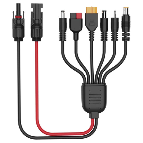 Solar Panel Connector 6 in 1, Solar Extension Cable Connector Kit XT60 Extension Cable, Anderson and 4 DC Ports(DC7909,DC6530,DC5521,DC35135) Sola...