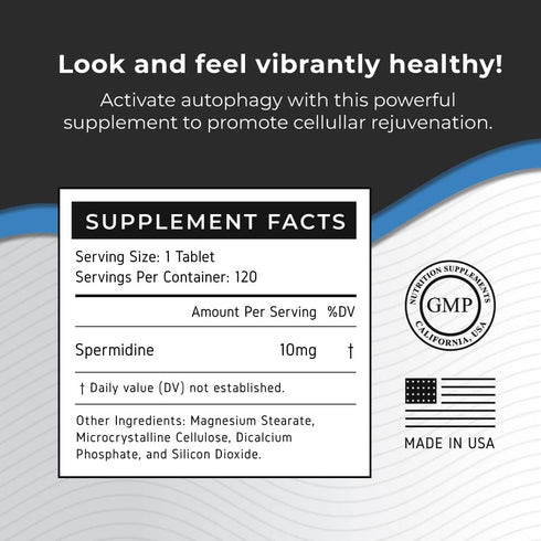 Neurogan Spermidine Supplement - 1200mg - 99% Pure 100x More Potent Than Rice & Wheat Germ Extract - for Cellular Health, Anti-Aging & Energy* - M...