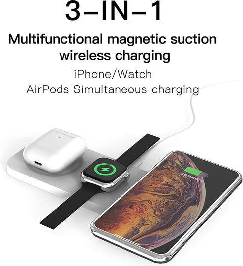 3-in-1 Magnetic Wireless Charger, Fast Charging, Wireless Charger for iPhone Devices, 3-in-1 Wireless Charger Holder for Apple Watch, AirPods pro/...