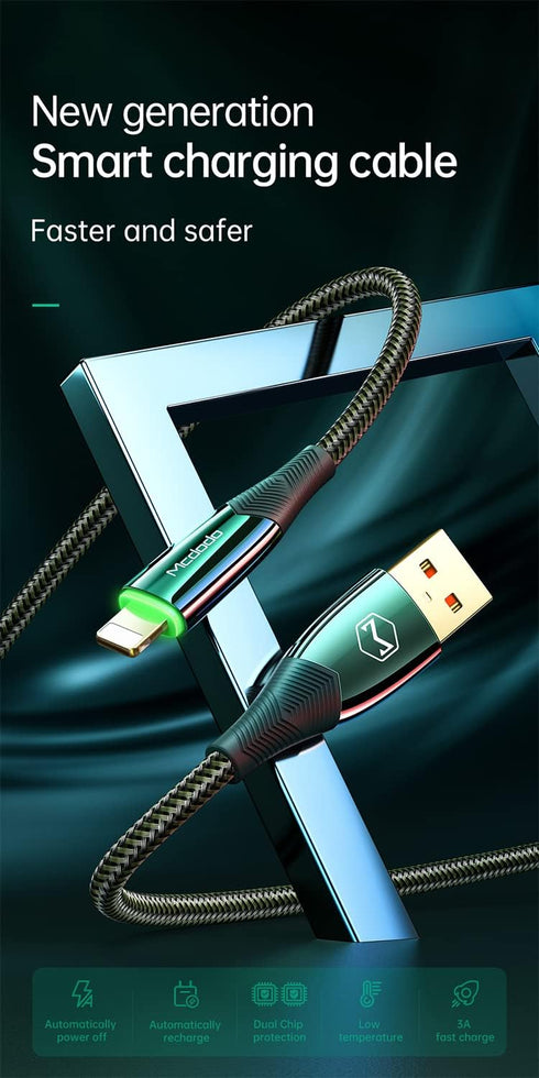 mcdodo Smart LED Auto Disconnect Nylon Braided Sync Charge USB Data 6FT/1.8M Cable Compatible iPhone 14/13/12/11 Pro Max...
