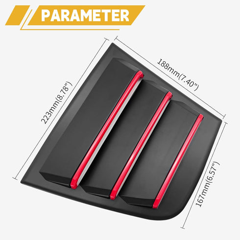 Side Blinds Car Exterior Trim Side Vents, Dodge Charger Accessories ABS Dodge Charger 2011-2023 2024 Red Line (2 Packs)......