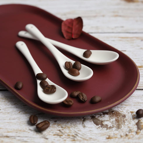 Porcelain Egg Spoons Ceramic Spoons Set of 8 Teaspoons for Tea Coffee Desserts Salt Sugar Spoon...