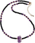 Jewever Raw Amethyst Crystal Choker Necklace for Women Round Black Agate Beads Healing Crystals and Gemstones Chokers Necklaces...
