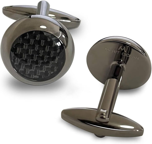 Black Carbon Fiber Cufflinks for Mens Shirt Wedding Business Gift...
