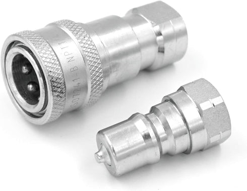 1/4" NPT Thread ISO-B Hydraulic Quick Disconnect Coupler Tractor Quick Coupling with Dust Caps...