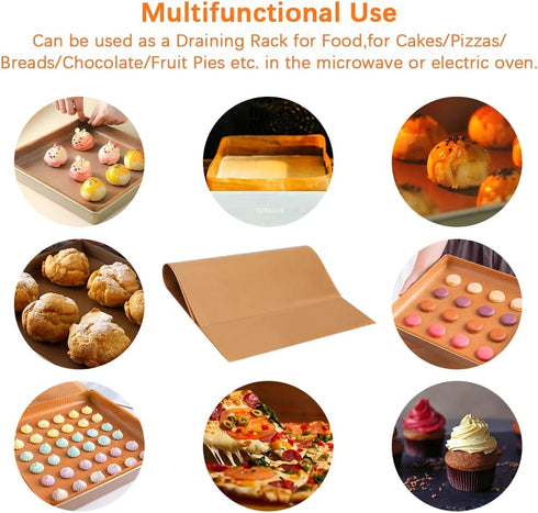 6 Sheets Silicone Baking Mats Non Stick Reusable,Oil Brush,Baking Mat Sheet Baking Tray Liner Set 30 * 40cm,Reusable Professional Quality,Nontoxic...
