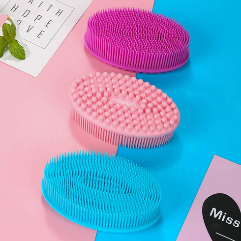 TDHDIKE Silicone Body Scrubber Loofah - Set of 3 Soft Exfoliating Body Bath Shower Scrubber Loofah Brush for Sensitive Kids Women Men All Kinds of...