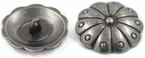 Bezelry 8 Pieces Grand Cactus Flower Metal Shank Buttons. 30mm (1-3/16 inch) (Gray Silver)...