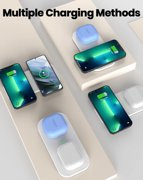 2 in 1 Wireless Charger, Wireless Charging Pad for Multiple Devices, Compatible with iPhone 14/14 Plus/14 Pro/14 Pro Max/13/13 Pro/13 Pro Max/12/1...