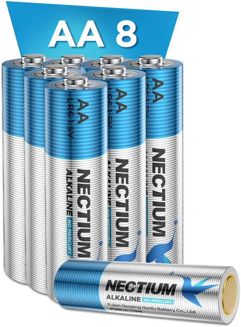 NECTIUM Superior Performance AA Batteries 8 Count Alkaline Pure-Gold-Bottom IoT Batteries Ultra Power Long Lasting for IoT Devices Smart Lock...