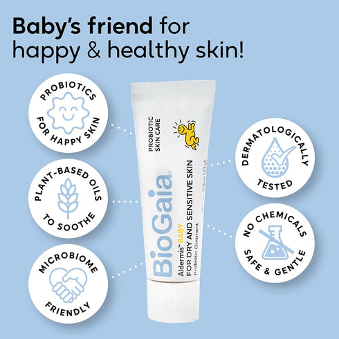 BioGaia Aldermis Baby Probiotic Ointment, Soothes Dry & Irritated Skin, Microbiome-Friendly With Plant-Based Oils, For Babies & Toddlers, 0.8oz....