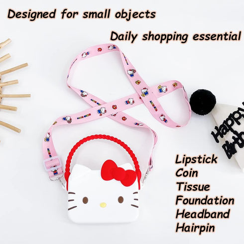 Kawaii Mini Crossbody Backpack, Kitty Tote Messenger Bag, Cute Coin Purses, Wallets Stuff for Teen Girls, Women(White)...