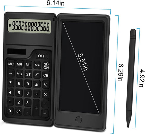 Calculator with Notepad, TRELC 12 Digits LCD Display Solar Desktop Calculator, Support Solar and Battery, Multi-Function Portable Calculator for O...